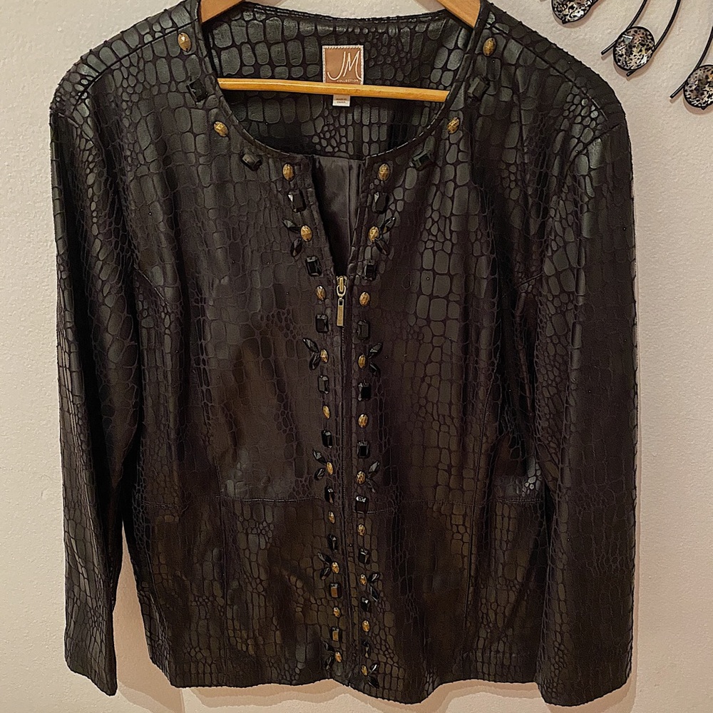 crocodile print black blazer jacket.